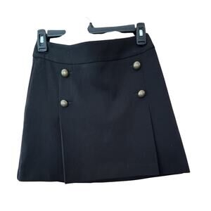 Express Black Mini Skirt Sz 2 NWT Button Accents Front Pleats Academia Preppy